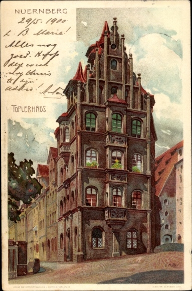 Artist Chromo-Litho mother, K., Nuremberg in Middle Franconia Bavaria, Toplerhaus