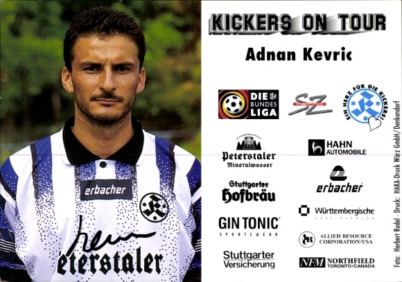 Karta autografu piłkarza Adnana Kevrica, SV Stuttgarter Kickers, autograf