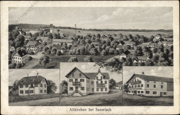 Artist PC Altkirchen Sauerlach in Upper Bavaria, overall view, action Seidl, residential buildings, long shot