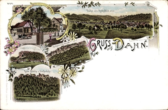Chromo-Litho Dahn in the Palatinate, Hochstein, Altdahn ruins