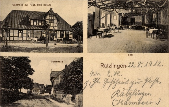 KP Rätzlingen Oebisfelde Weferlingen w Saksonii-Anhalt, Gasthaus zur Post, Otto Schutz, Dorfstrasse
