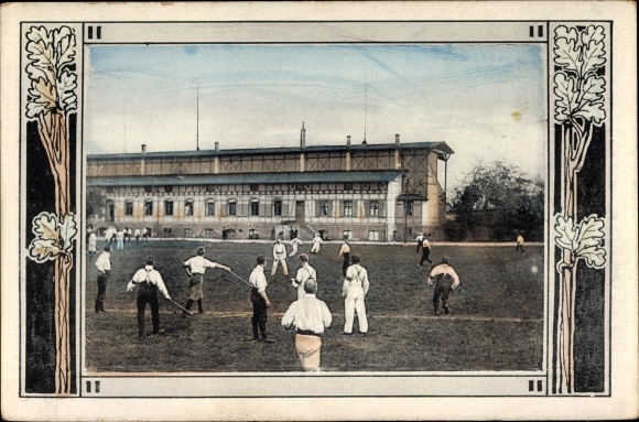 Passepartout Postcard men at the stick fight