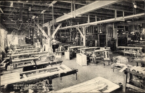 Postcard Groningen Netherlands, Möbelfabrik Nederland, JA Huizinga
