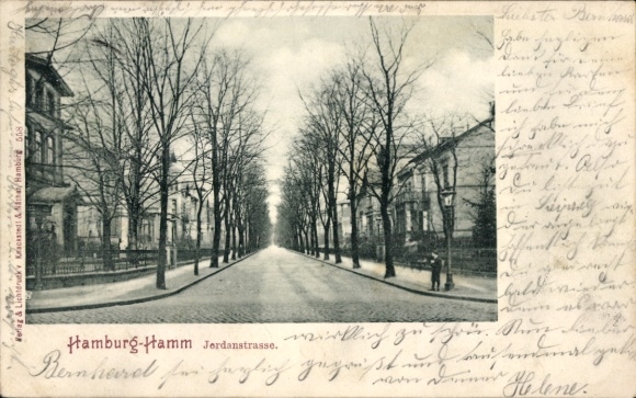 Postcard Hamburg Mitte Hamm, Jordanstraße, street section