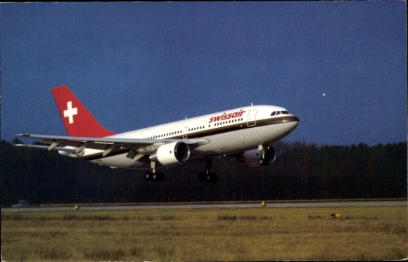 Postcard Swiss passenger aircraft, Swissair, Airbus A310 Europe