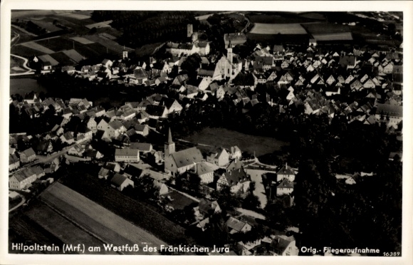 Ak Hilpoltstein in Mittelfranken, Luftaufnahme von  Fränkischer Jura, Gasthof Zur Post