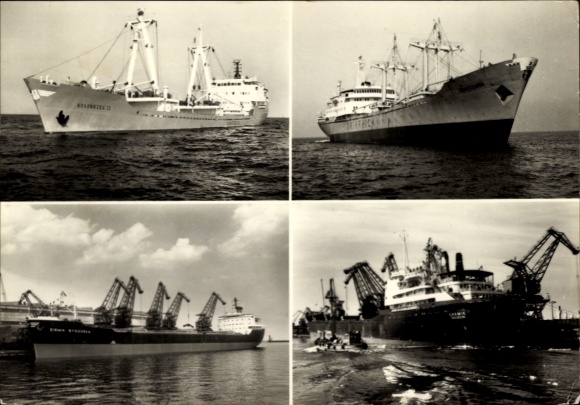 Postcard cargo ships, transport, freighters