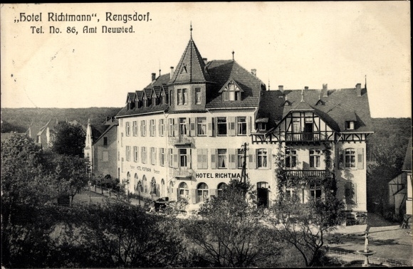 Postcard Rengsdorf in Rhineland-Palatinate, Hotel Richtmann, exterior view