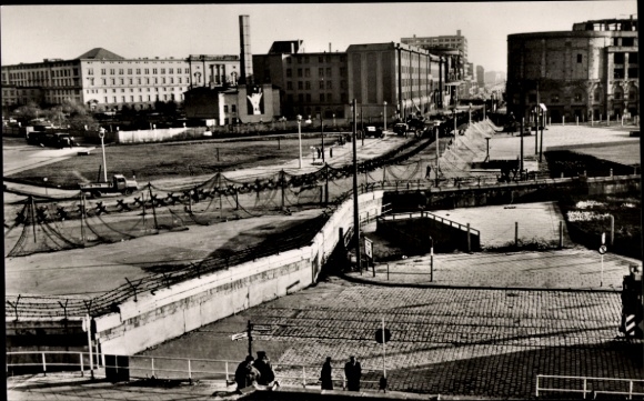 Postcard Berlin, Potsdamer Platz towards Stresemannstraße, Wall, GDR