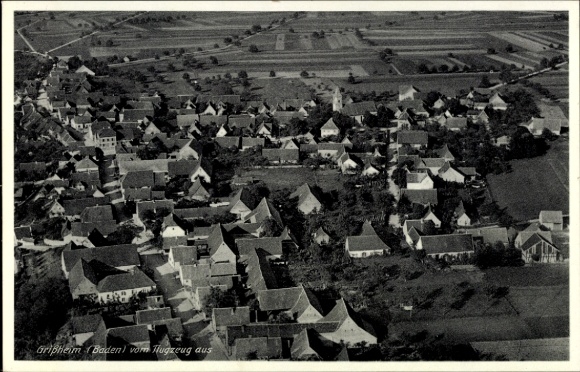 Postcard Grissheim Grißheim Neuenburg am Rhein Baden, aerial photograph