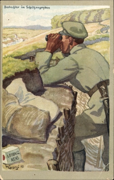 Artist PC Georgi, W., observer in the trenches, advertising, Leibniz biscuit
