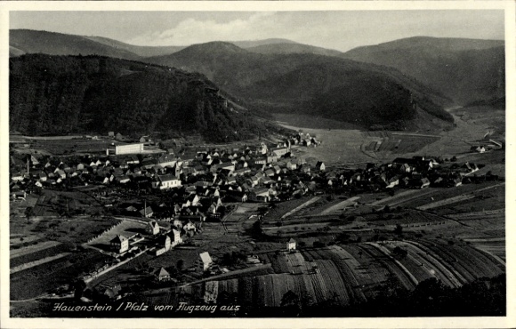 Postcard Hauenstein in the Palatinate, aerial photograph