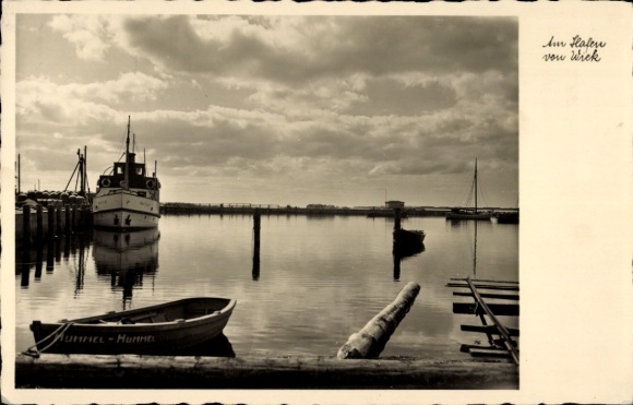 Ak Wiek op Rügen, haven, stoomboot