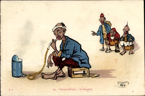 Artysta KP Neri, P., Visions d'Orient, Le Narghilé, fajki wodne, Arabowie