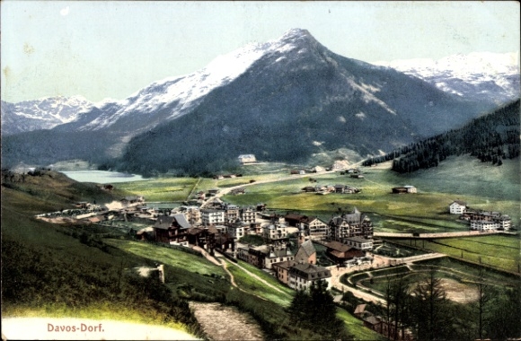 Postcard Davos Dorf Canton of Graubünden, general view