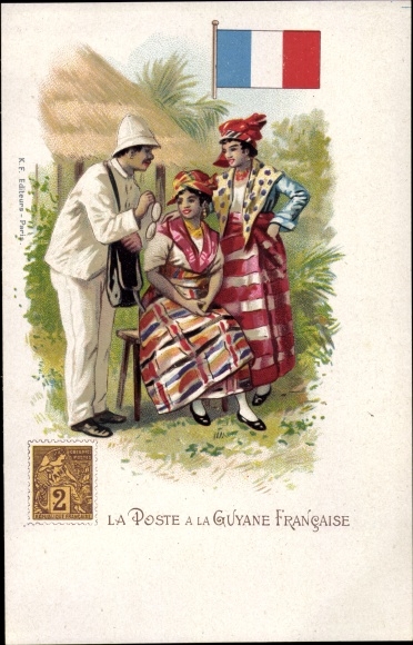 Znaczki lito Gujana Francuska, La Poste à la Guyane Francaise, Listonosz