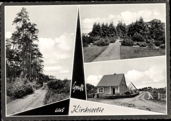 Postcard Kirchseelte in Lower Saxony, forest road, road section, place