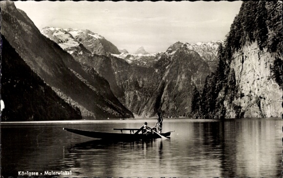 Postcard Königsee Königssee Upper Bavaria, Malerwinkel, rowing boat