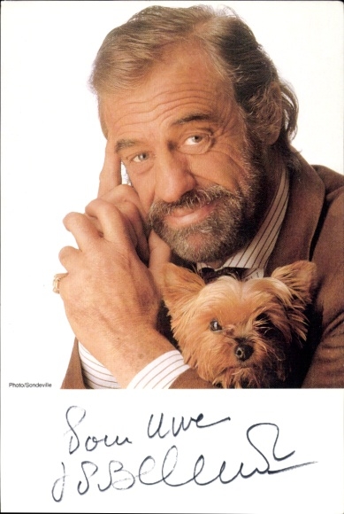 Postcard Actor Jean Paul Belmondo, Portrait, Autograph, Terrier