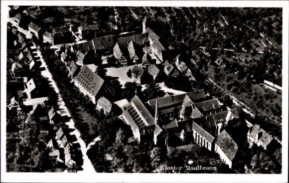 Postcard Maulbronn in the Enzkreis Baden Württemberg, aerial photograph, monastery
