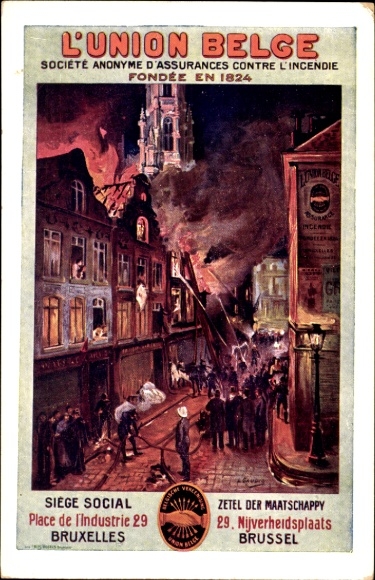 Postcard The Belgian Union, Anonymous Fire Insurance Company