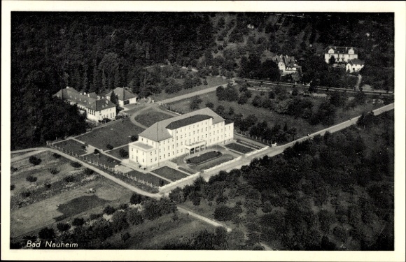 Postcard Bad Nauheim in Hesse, aerial view, spa buildings surrounded by nature