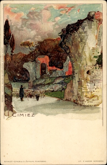 Kunstenaar Litho Wielandt, Manuel, Cimiez Alpes Maritimes, ruïnes