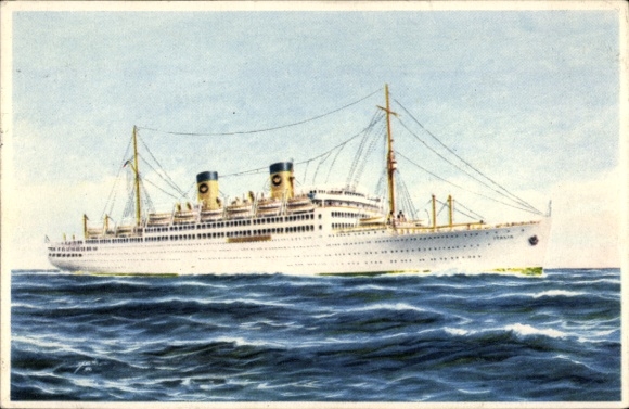Kunstenaarskaart passagiersschip MS Italia, Home Lines