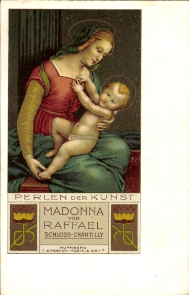 Artist Postcard Raphael, Madonna, Pearls of Art