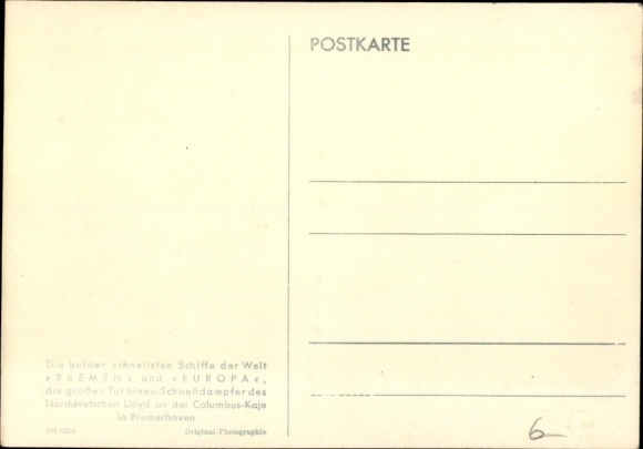 Postcard Bremerhaven, fast steamer Bremen and Europa, North German Lloyd Bremen