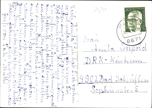 Postcard Oberkotzau on the Saale, bridge, church tower