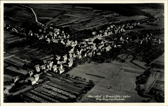 Postcard Oberndorf near Braunfels Solms Hessen, aerial photograph