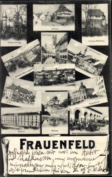 PC Frauenfeld Kanton Thurgau, castle, barracks, hospital, post office