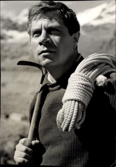 Postcard actor Robert Freytag, portrait, climbing equipment