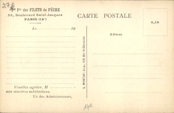 Ak Observatorium Parijs XIV, Boulevard Saint Jacques, Societe Francaise des Filets de Peche