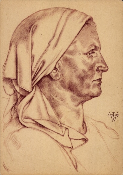 Artist Postcard Willrich, Wolfgang, Forester's Wife from Buchenland, Romania, VDA