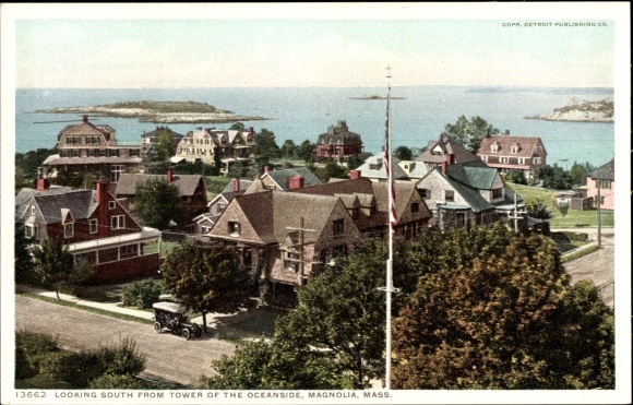 Postcard Magnolia Massachusetts USA looking south from the Tower of the Oceanside