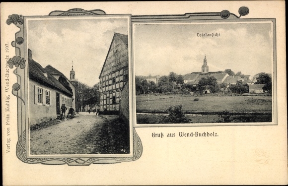 PC Wend Buchholz Märk. Buchholz, alley in town, half-timbered building
