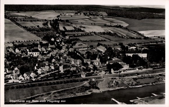 Postcard Obertheres Theres in Lower Franconia, aerial photograph