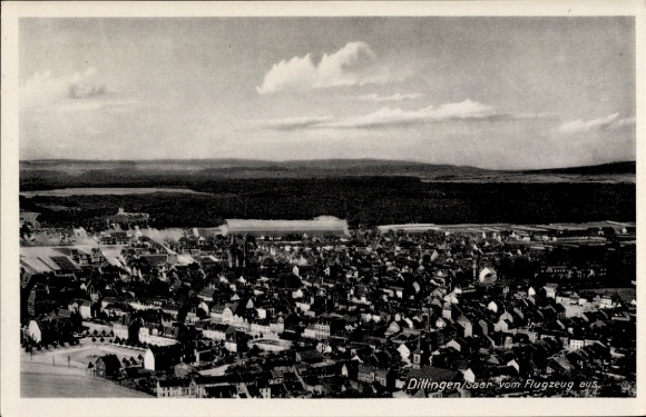 Postcard Dillingen Saarland, aerial photograph