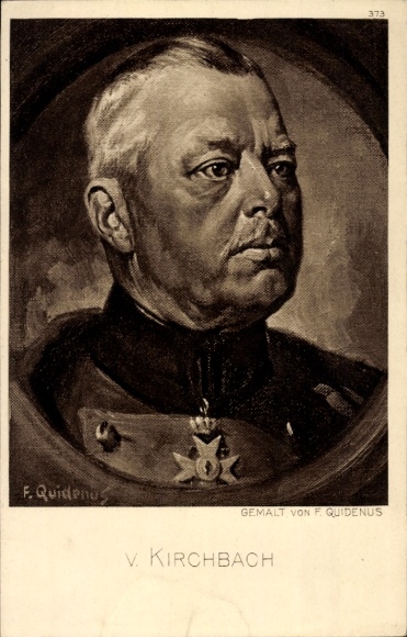Kunstenaarsbriefkaart Quidenus, Fritz, generaal von Kirchbach, portret