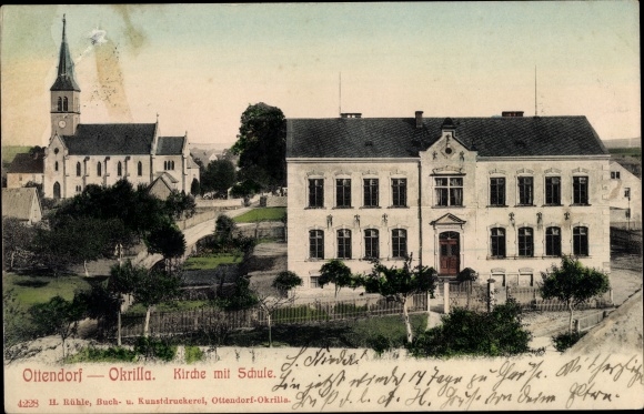 Ak Ottendorf Okrilla Sachsen, Kirche, Schule