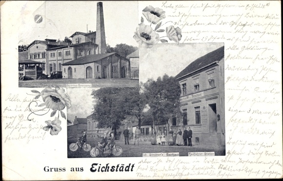 Postcard Eichstädt Oberkrämer in Brandenburg, inn, distillery