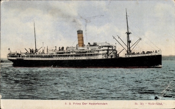 Postcard steamer SS Prince of the Netherlands, Steamship Company Netherlands