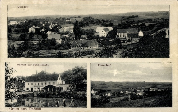 Ak Dohma in Saksen, Oberdorf, Niederdorf, Gasthof zur Teichschänke