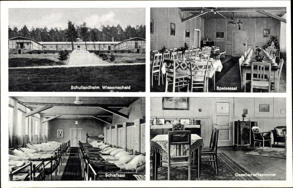 Postcard Wiesemscheid in the Eifel, school camp, dormitory, dining room, common room