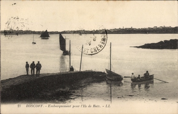 Postcard Roscoff Finistère, Embarkation on the Ile de Baiz