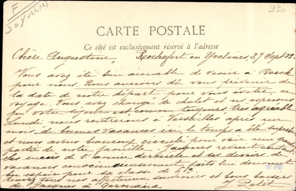 Postcard Rochefort en Yvelines, Rue de la Poste, Kutsche