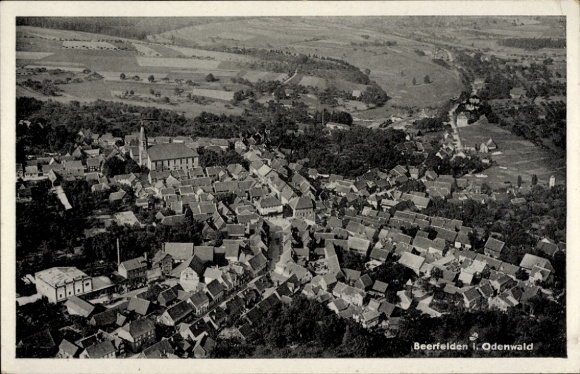Postcard Beerfelden Oberzent in the Odenwald, general view