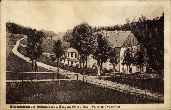Ansichtkaart Reitzenhain Marienberg in het Saksische Ertsgebergte, kavel aan de Poetenweg